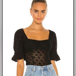 NWT Free People Spring Fling Top in Black- Size Large